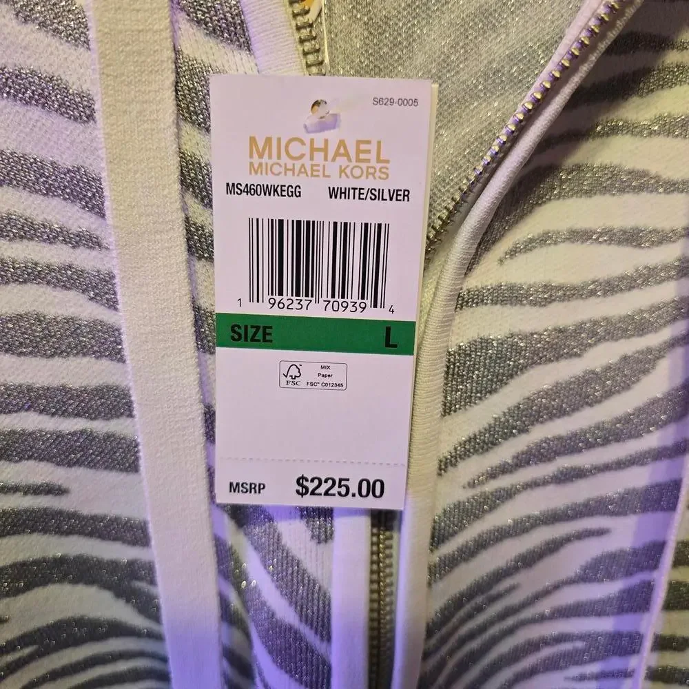 Michael Kors Zebra Print Jacket - White and Silver - Picture 3 of 4